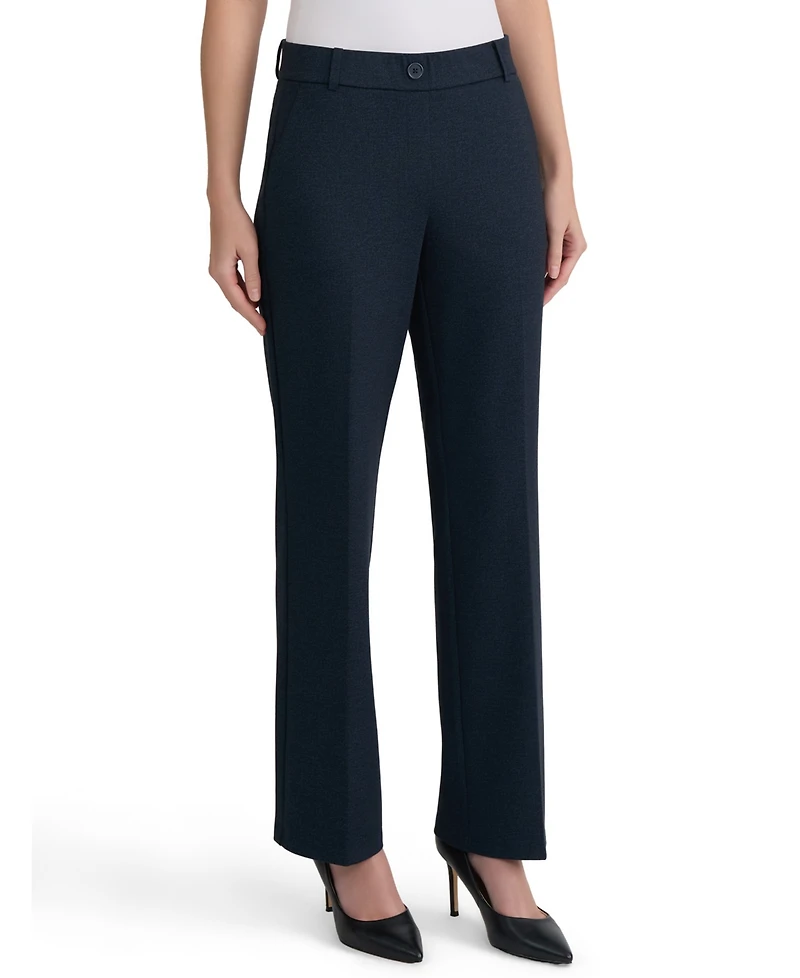 Kasper Women's Faux-Fly Pull-On Straight-Leg Pants