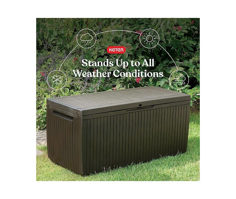 Cushry 80 Gallon Resin Outdoor Storage Box for Patio Furniture Cushions, Pool Toys, and Garden Tools with Handles
