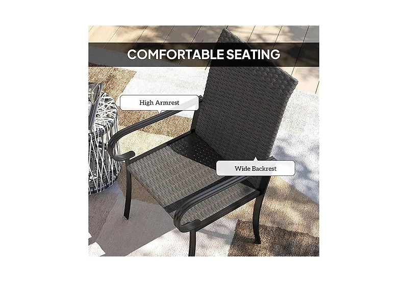 Cushry Set of 2 Outdoor Wicker Dining Chairs