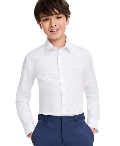 Kenneth Cole Reaction Boys' 4-20 City Scape Long-Sleeve Fitted Button-Front Shirt