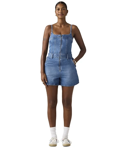 Levi's Women's Jadine Square Neck Front-Zip Cotton Romper