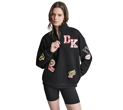 Dkny Sport Women's Campus Patch Quarter-Zip Sweatshirt