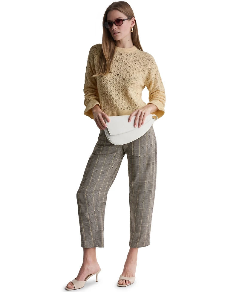 Bcbg Women's Pointelle Oversized Long-Sleeve Crewneck Sweater