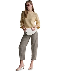 Bcbg Women's Pointelle Oversized Long-Sleeve Crewneck Sweater