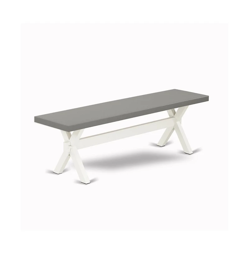 East West Furniture 3 Piece Kitchen Set - 1 Cement Modern Dining Table and 2 Mid Century Modern Bench - Stable and Sturdy Constructed