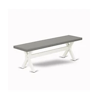 East West Furniture 3 Piece Kitchen Set - 1 Cement Modern Dining Table and 2 Mid Century Modern Bench - Stable and Sturdy Constructed