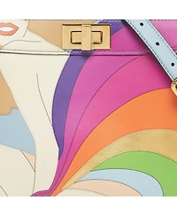 Pre-Owned Fendi Women's Small Peekaboo ISeeU 'Girl Inlay' Leather Satchel