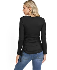 Hello Miz Maternity Ribbed Drawstring Top