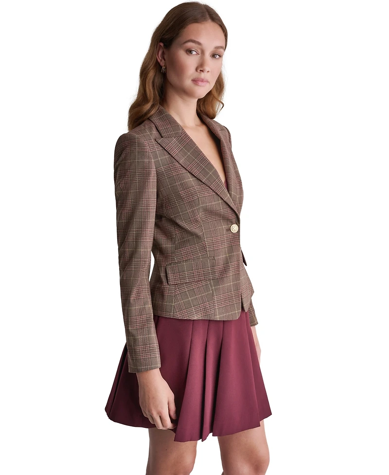 Bcbg Women's Plaid Shoulder-Padded Stretch Blazer