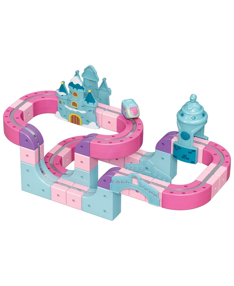 Contixo MT6 Princess Castle Magnetic Train Track 96-Piece Building Set with Rechargeable Motorized Train, Ages 3+