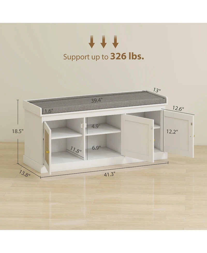 Slickblue Shoe Organizer Cabinet with Rattan Doors and Adjustable Shelves