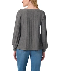 Gloria Vanderbilt Women's Thelma Ribbed-Knit Boat Neck Loose-Fit Sweater