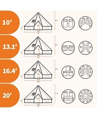 Maxsa Canvas Bell Tent with Stove Jack, 4-Season Glamping Yurt Tent with Pvc Floor, Mesh Windows, Roof Vent