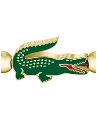 Lacoste Men's Matchpoint Gold-Tone Stainless Steel with Green Enamel Crocodile Beaded Bracelet