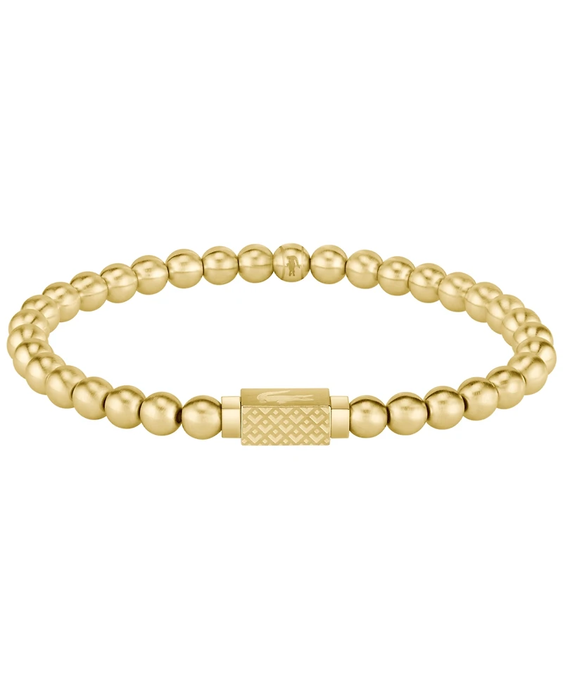 Lacoste Men's Matchpoint Gold-Tone Stainless Steel Beaded Bracelet