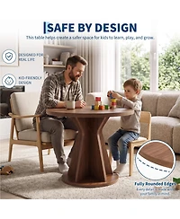 homfan Round Dining Table, Modern Pedestal Kitchen Table with 1.18" Thick Tabletop & Sturdy Base, Seats 4, for Room