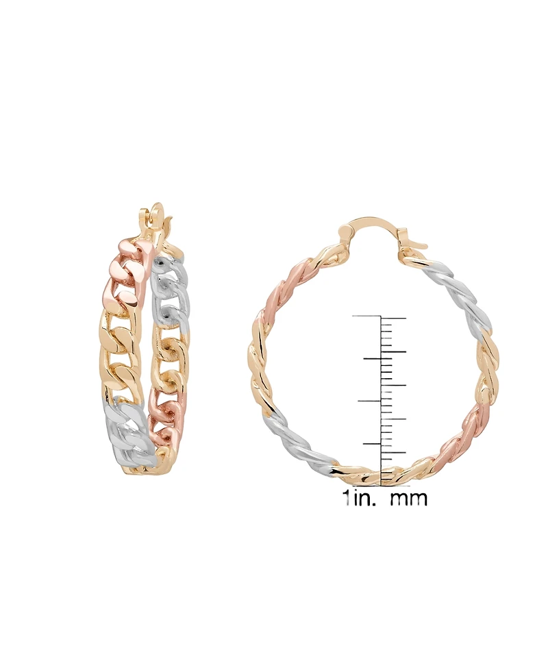 Macy's Tri-Color Link Hoop Earrings