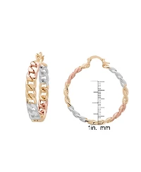 Macy's Tri-Color Link Hoop Earrings