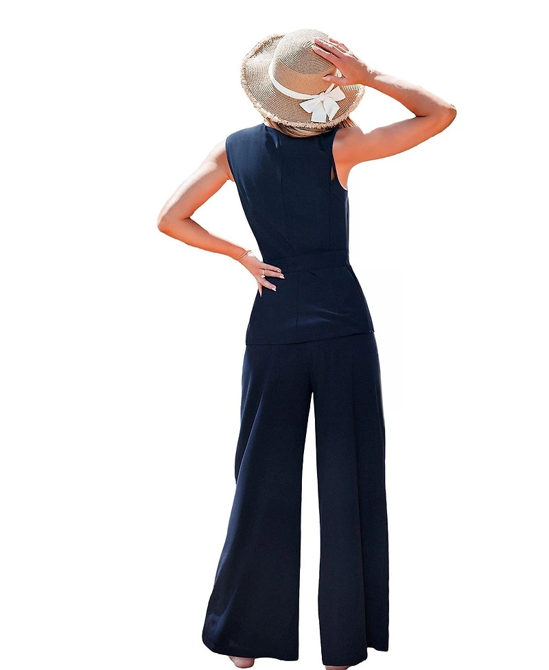 Cupshe Women's Wrap Belted Wide Leg Pants Set