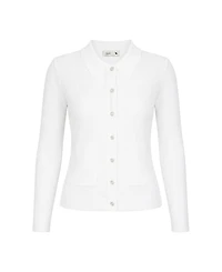 Yumi Women's Ribbed Collar Button Up Cardigan