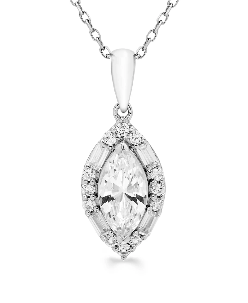 Macy's Certified Lab-Grown Diamond Halo Pendant Necklace (1 ct. t.w.) in 14k White Gold