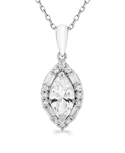 Macy's Certified Lab-Grown Diamond Halo Pendant Necklace (1 ct. t.w.) in 14k White Gold