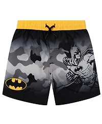 Justice League Boys Batman Superman Cosplay Rash Guard and Swim Trunks Set
