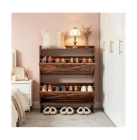 Slickblue 2 Drawer Shoe Storage Cabinet with Two Storage Layers per Drawer