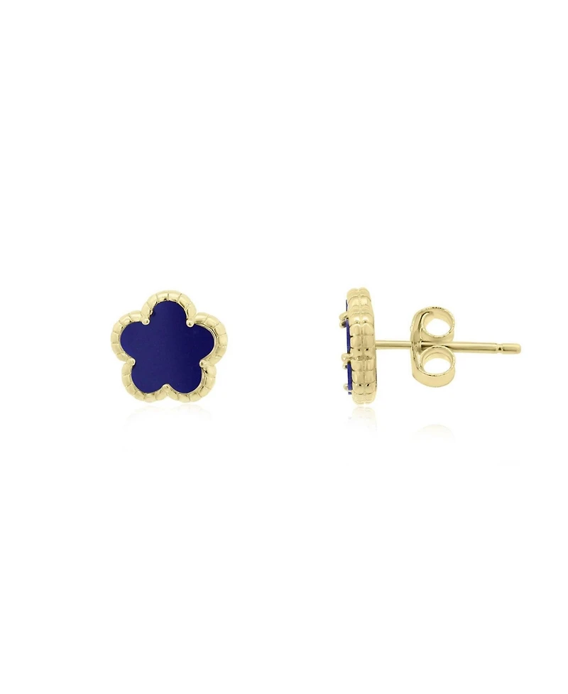 The Lovery Lapis Spring Flower Stud Earrings 14K