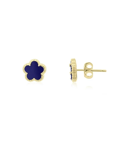 The Lovery Lapis Spring Flower Stud Earrings 14K