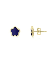 The Lovery Lapis Spring Flower Stud Earrings 14K