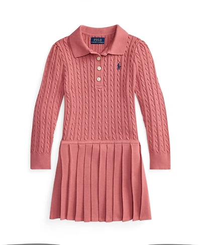 Polo Ralph Lauren Girls' 4-16 Mini-Cable Long-Sleeve Pleated Sweater Dress