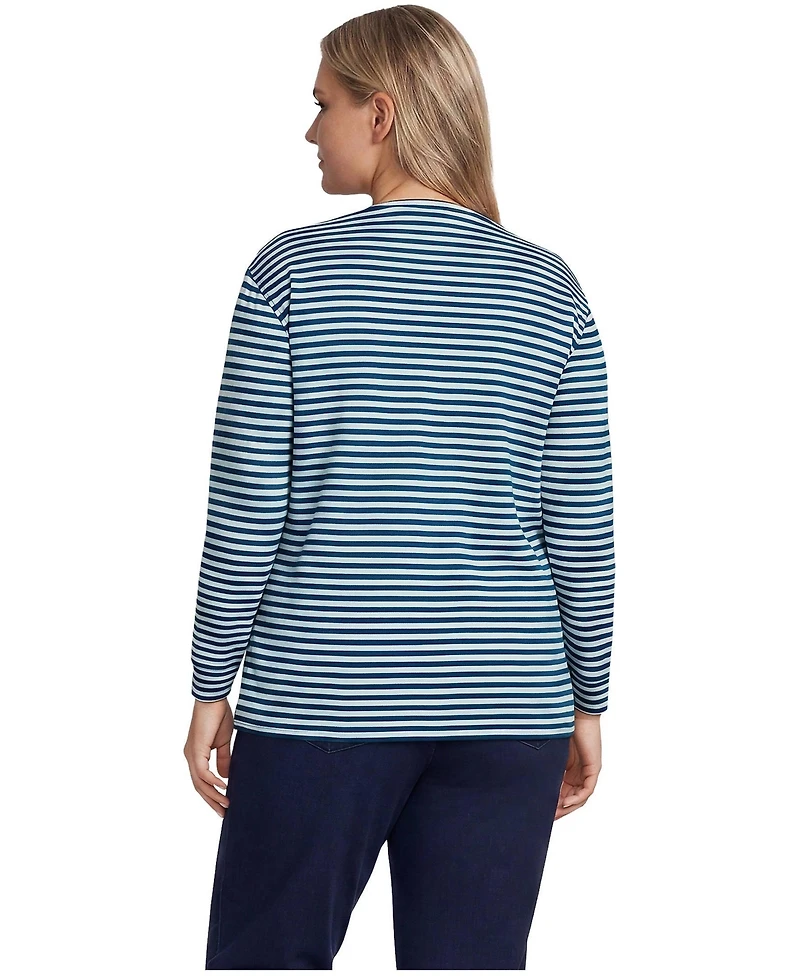 Lands' End Plus Cotton Relaxed Long Sleeve Crew Neck