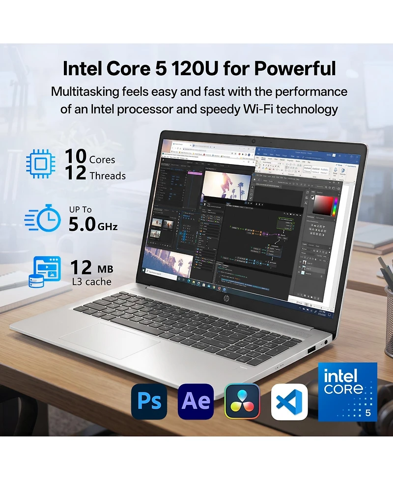 Hp 17.3" Touchscreen Business Ai Laptop, Intel Core 5 120U, Intel Graphics, 64GB DDR4, 512GB Ssd, Wi-Fi 6, Win11 Home, Silver