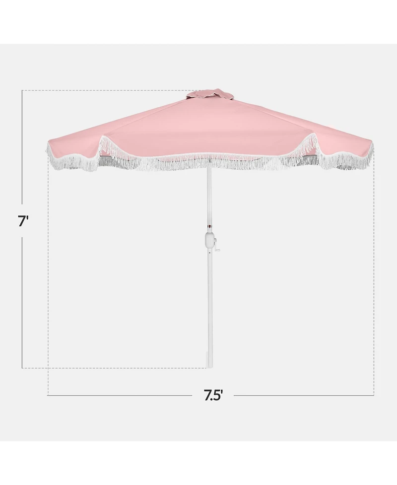 Best Choice Products 7.5ft Fringe Market Umbrella - Boho Patio Sunshade with Tilt, UPF50