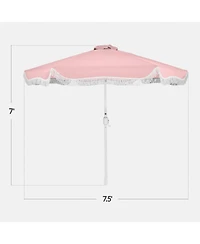 Best Choice Products 7.5ft Fringe Market Umbrella - Boho Patio Sunshade with Tilt, UPF50