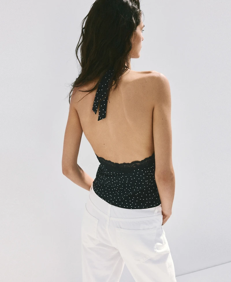 Mango Women's Polka-Dot Crop Top