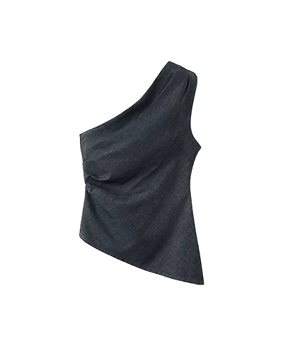 Mango Women's Asymmetrical Neckline Cotton Top