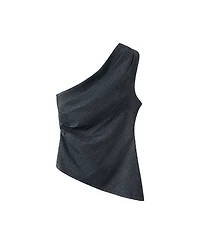 Mango Women's Asymmetrical Neckline Cotton Top