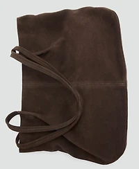 Mango Women's Large Suede Leather Shopper Tote