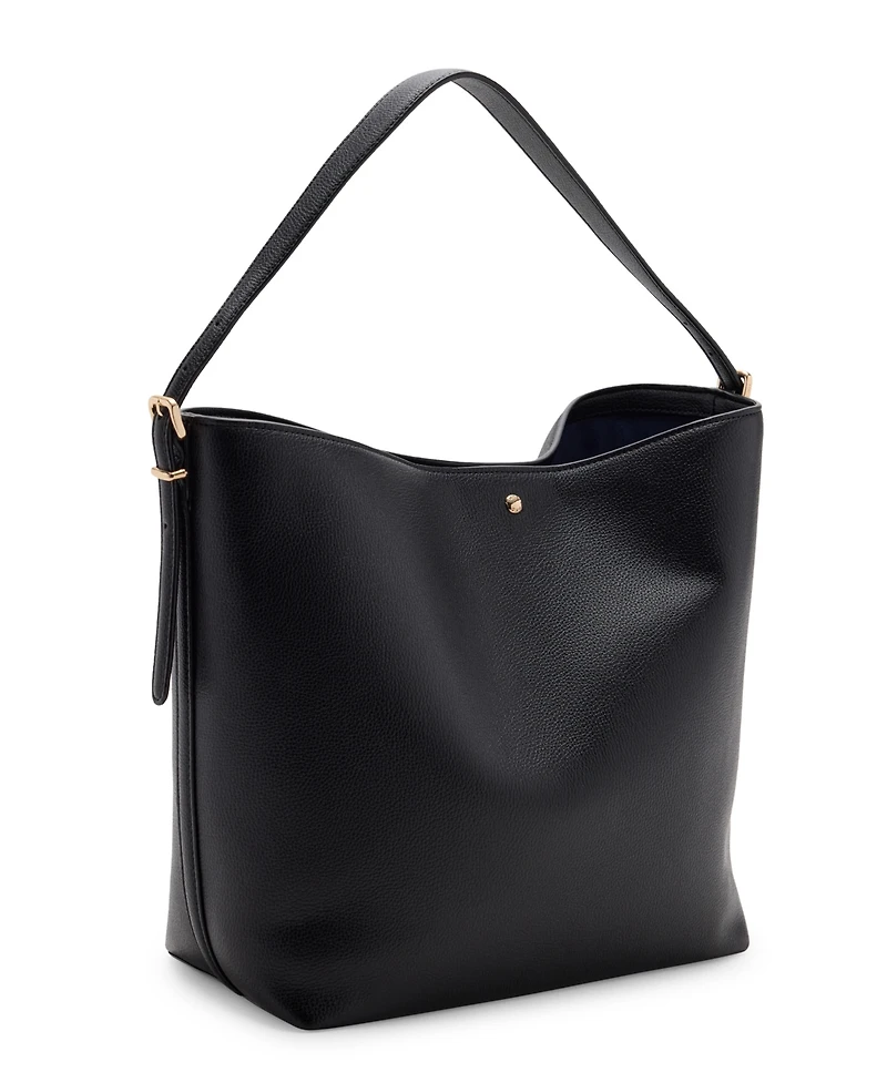 Mango Buckle Faux Leather Adjustable Bucket Bag