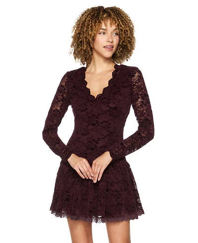 Alex & Sophia Juniors' A-Line Lace V-Neck Dress