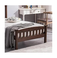 Slickblue Twin Pine Wood Bed Frame with Curved Headboard and Footboard
