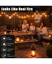 Cushry Solar Lantern Outdoor Lights Large Waterproof Flickering Flame Solar Lantern for Yard Garden Patio Hanging Tabletop Decor (3 Pieces)