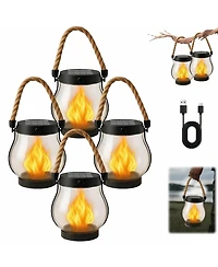 Cushry Solar Lantern Outdoor Lights Large Waterproof Flickering Flame Solar Lantern for Yard Garden Patio Hanging Tabletop Decor ( Pieces