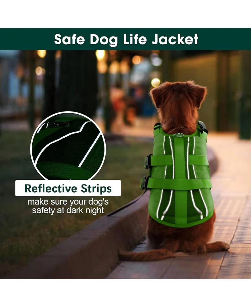 High-Flotation Ripstop Reflective Safety Life Vest for Dogs with Rescue Handle