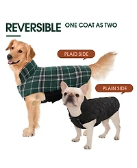Reversible Waterproof Fleece-Lined Dog Jacket with Leash Access | Cold Weather Coat for Medium Dogs