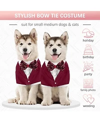 Formal Bow Tie Tuxedo Suit for Dogs, Polyester-Cotton Blend Party and Special Occasion Costume