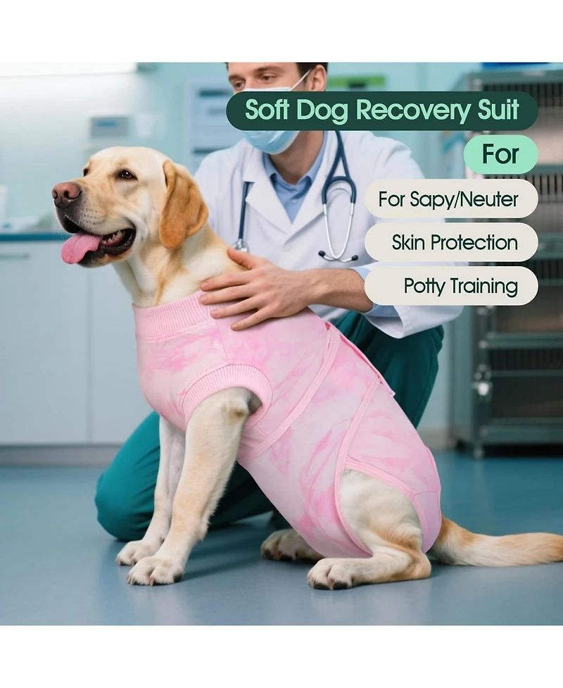 Soft Cotton Recovery Bodysuit for Dogs, Post-Surgery Protective Suit with Anti-Licking Design