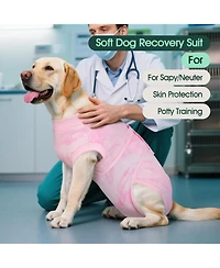 Soft Cotton Recovery Bodysuit for Dogs, Post-Surgery Protective Suit with Anti-Licking Design